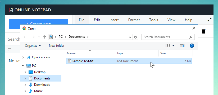 Open file dialog in Meseo